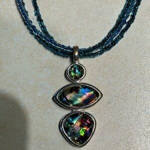 Silver and Multicolor Pendant Necklace